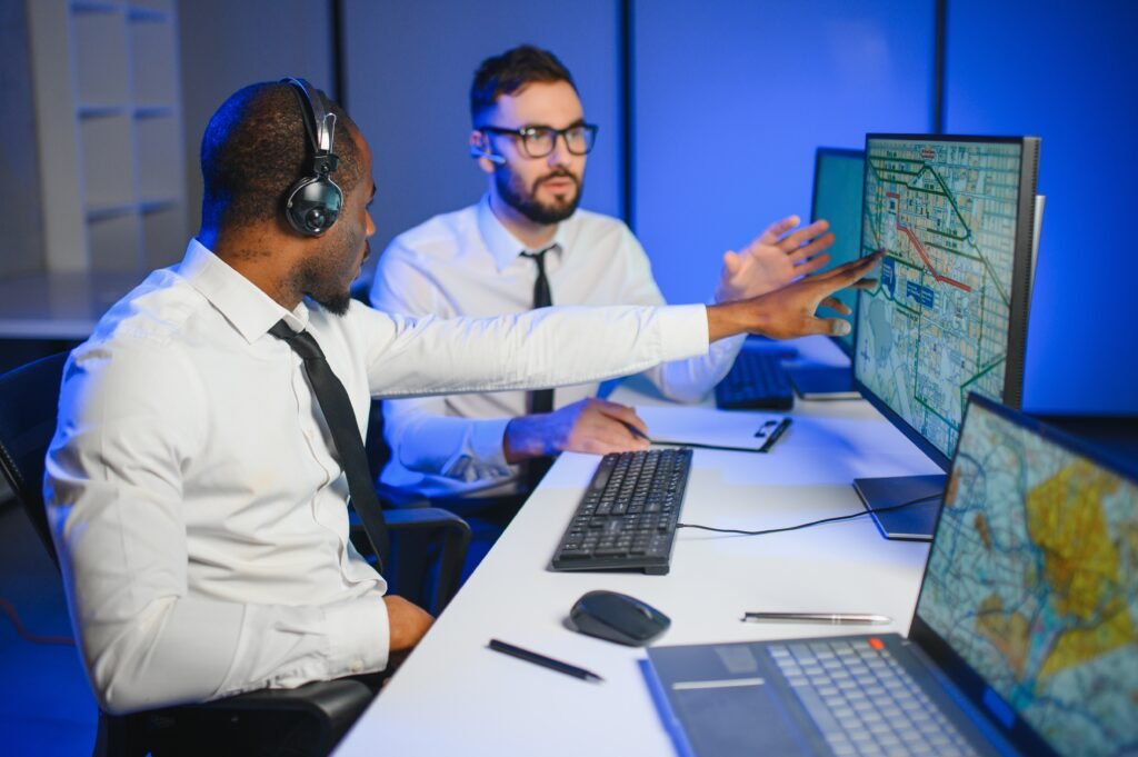 Air traffic operations tracking global flights discussing changes in routes