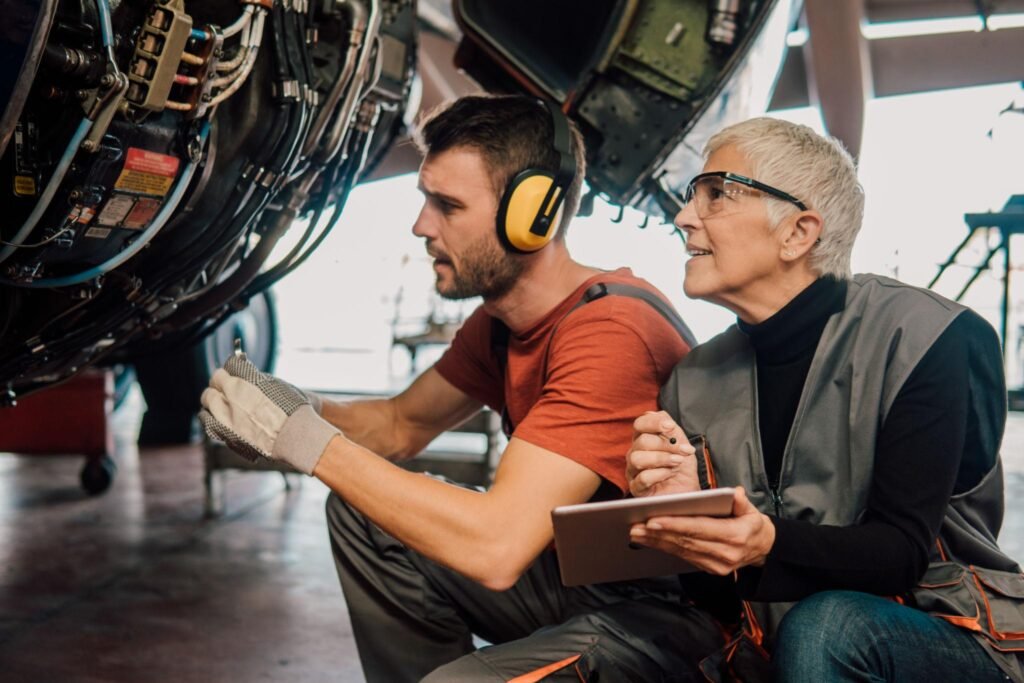 MROs inspecting Aircraft Engine. Hiring Aviation Professionals