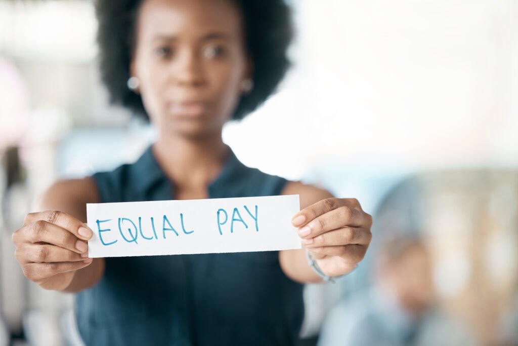 Paper sign, gender respect and sex equality with black woman, salary and pay gap. Equity, balance a.. Board-Level Internal Investigations